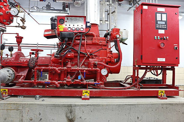 Some items of a fire extinguishing system located inside a technical service room: